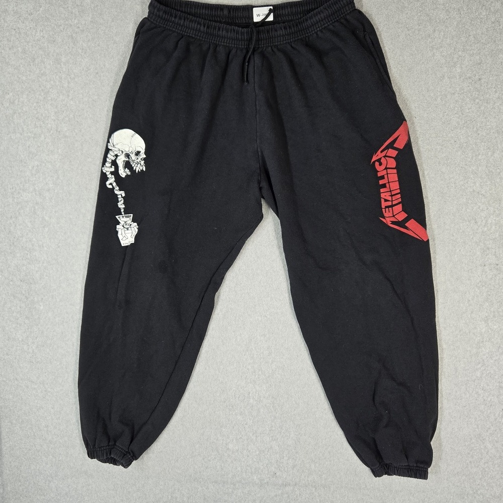 Metallica Men Pants XXL Black Sweatpants Graphic Fleece Logo Skull Classic Y2K